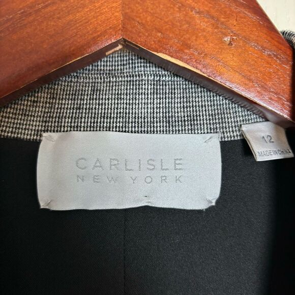 Carlisle New York Grey Black Grid Pattern Wool Blend Blazer Jacket Size 12 - Picture 3 of 12
